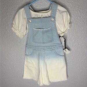 NWT Cat and Jack Target Kids Denim Blue and White Overalls size 4T